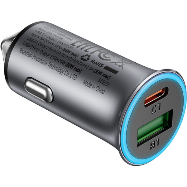 Автозарядка 2xUSB 95W (USB-C + USB-A) + cable USB-C B16 Acefast