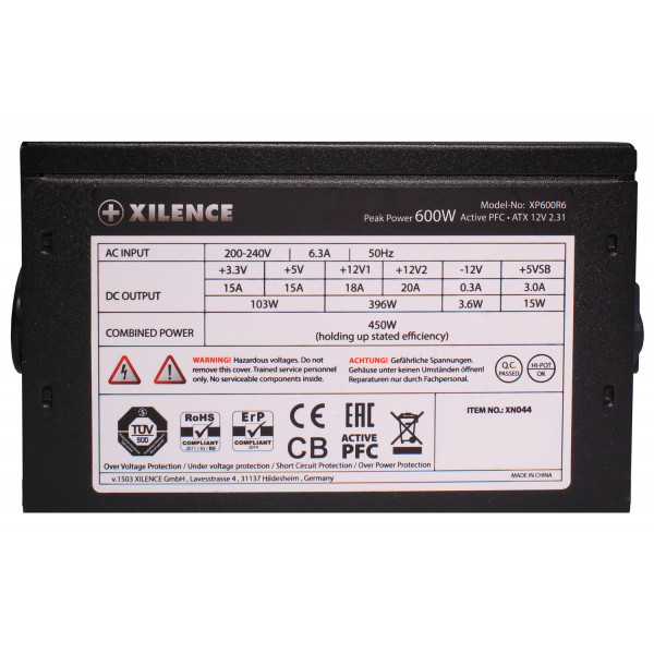 БЖ 600W Xilence XP600R6 Performance C, 120mm, ~85%, Retail Box