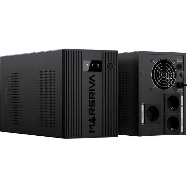 ДБЖ Marsriva MR-UF3000, 3000ВА/1800Вт, Line-Interactive, LED version, 2хSchuko, 4*12V/9Ah, metal