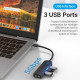Док-станція USB3.1 Type-C -> USB-Ax3, 3.0/3.5mm Sound Adapter/MicroUSB 10W чорний Vention
