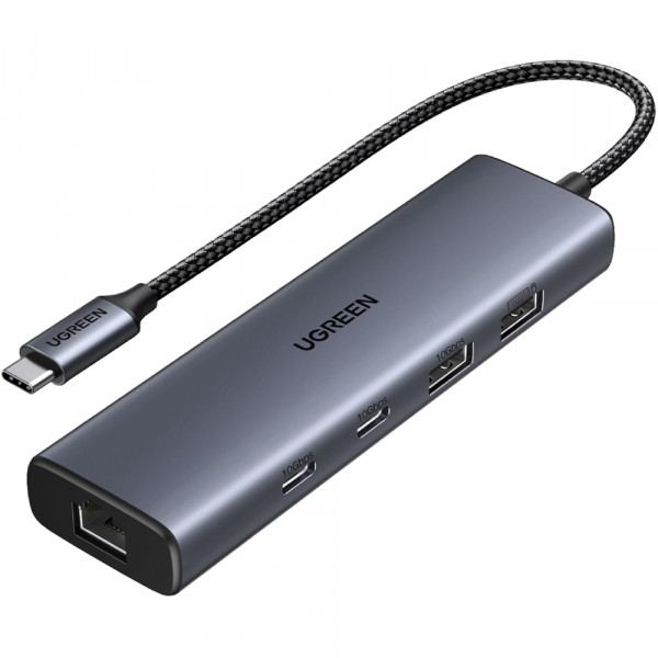 Док станція USB3.2 Type-C -> RJ45 (1000M)/USB-Ax1, 3.2/USB-Ax1, 2.0/2xUSB-C 3.2/ PD CM512 сірий