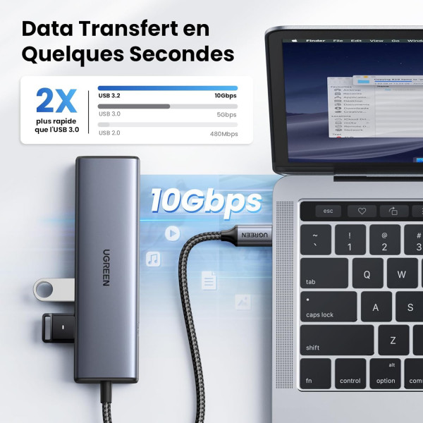 Док станція USB3.2 Type-C -> RJ45 (1000M)/USB-Ax1, 3.2/USB-Ax1, 2.0/2xUSB-C 3.2/ PD CM512 сірий