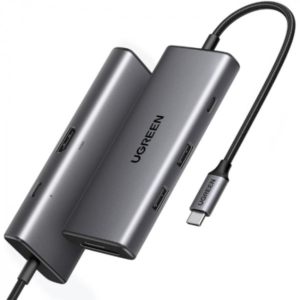 Док-станція USB3.1 Type-C -> HDMI 4K30Hz/USB 3.0x2/Type-C/SD/TF/ PD 100W CM498 7 in 1 Ugreen