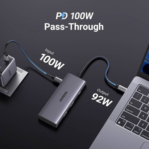 Док-станція USB3.1 Type-C -> HDMI 4K30Hz/USB 3.0x2/Type-C/SD/TF/ PD 100W CM498 7 in 1 Ugreen