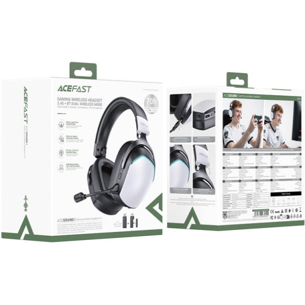 Гарнітура ігрова Acefast H11, Bluetooth+3,5мм White