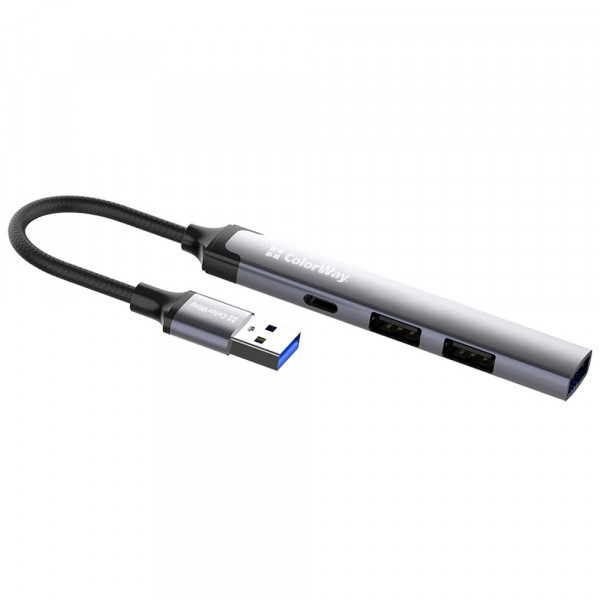 Хаб USB 3.0 -> 2xUSB 2.0+1xUSB 3.0+1xUSB-C Grey ColorWay