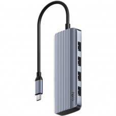 Хаб USB 3.0 Type-C -> 4xUSB-A, 1хUSB-C, 1xHDMI 4K@60 Hz, алюмінієвий корпус, Cudy