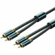 Кабель AUX Audio HiFi 2RCAx2 M/M 3.0м, OFC Silver, Zinc alloy, зелений, Vention