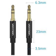Кабель AUX Audio TRS M/M, 5.0м, чорний, обплетення, Vention