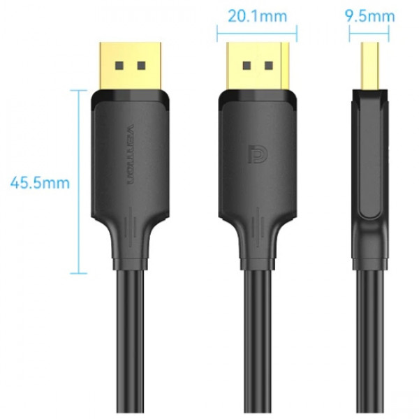 Кабель DisplayPort M - M 3.0м, V1.2, 4K 60 Гц 3D Dolby 7.1 Vention