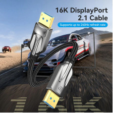 Кабель DisplayPort M - M 5.0м,V2.1, 16K 30 Гц, обплетення, чорний Vention