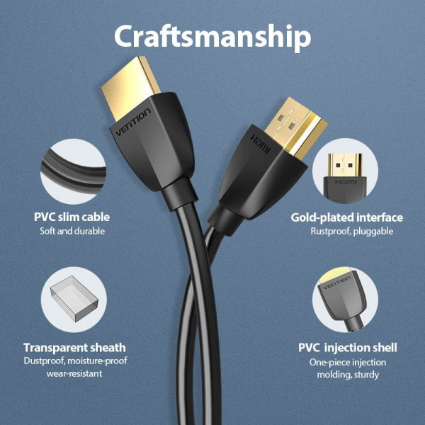 Кабель HDMI M - M, 1.0 м, V2.0, 4K 60Гц PVC Vention