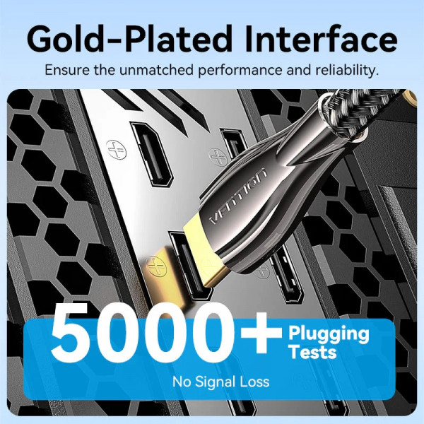 Кабель HDMI M - M, 8.0 м, V2.0, 4K 60Гц, обплетення, Zinc Alloy Type чорний Vention