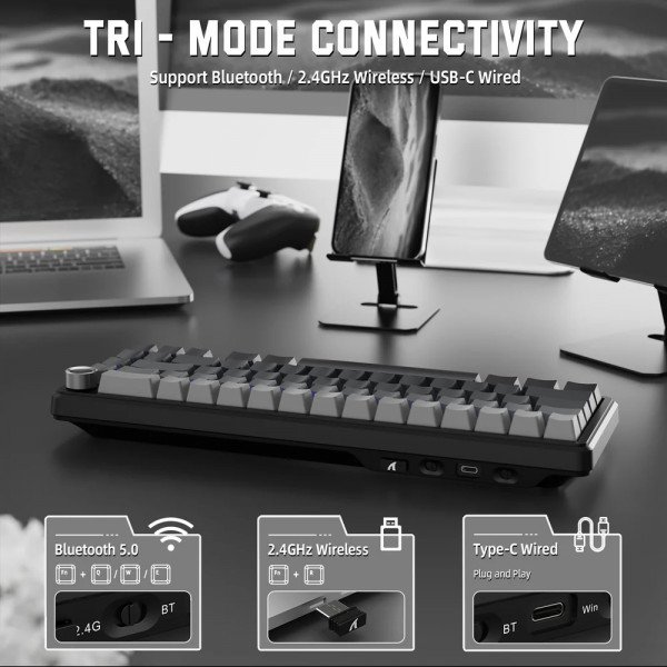Клавіатура ігрова механічна Attack Shark X66 66кл. RGB, Wireless, Moonlit Night