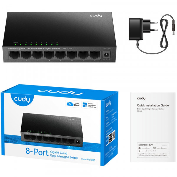 Комутатор Cudy GS108E, 8 портовий Gigabit Switch