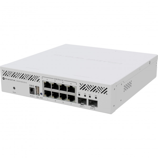 Комутатор Mikrotik CRS310-8G+2S+IN, 8x 2.5G Ethernet ports, 2x SFP+ ports, USB type A, 800MHz CPU, 2