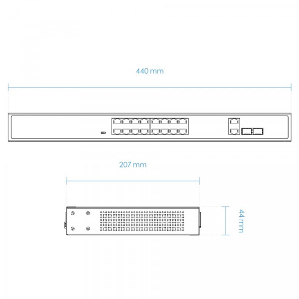 Комутатор VIVOTEK AW-FGT-180D-250, Unmanaged 16xFE PoE + 2xGE Combo Switch