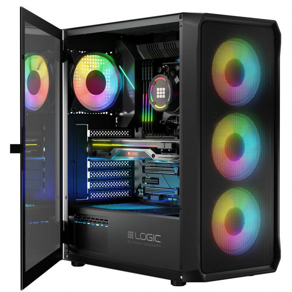 Корпус LogicConcept PORTOS MESH+GLASS ARGB fans 4x120mm BLACK без БЖ ATX
