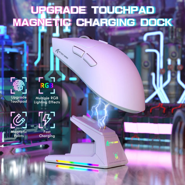 Мишка Attack Shark X1, Wireless/Bluetooth, 40000dpi. (PAW3395PRO), 6кн., White