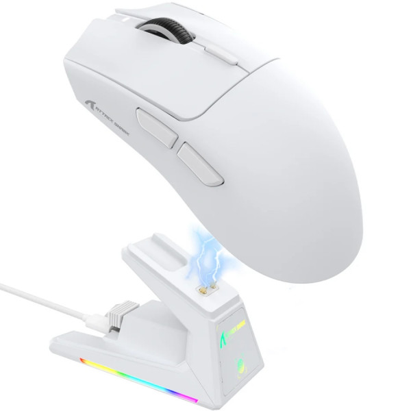 Мишка Attack Shark X1, Wireless/Bluetooth, 40000dpi. (PAW3395PRO), 6кн., White