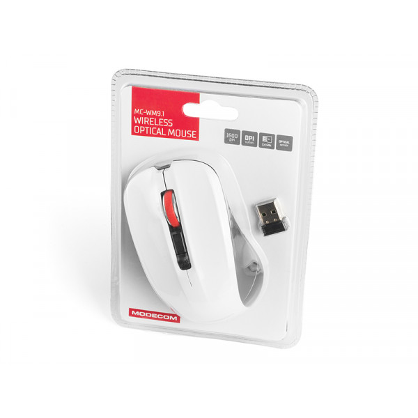 Мишка Modecom MC-WM9.1, бездротова, 4кн., 1600dpi, чорно-біла