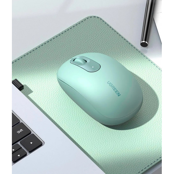 Мишка UGREEN 2.4GHz MU105, бездротова, 2400dpi., 3кн., Зелена
