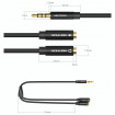 Перехідник аудіо Jack 3.5mm TRRS M -> 2X 3.5mm F (мікрофон + навушники) чорний Vention