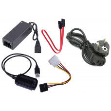 Перехідник USB 2.0 Type-A -> COMBO IDE-SATA з БЖ, RTL