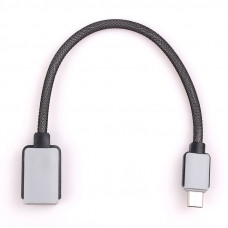 Перехідник USB 3.1 Type-C ->USB AF (OTG) кабель 0.2м, обплетення, OEM