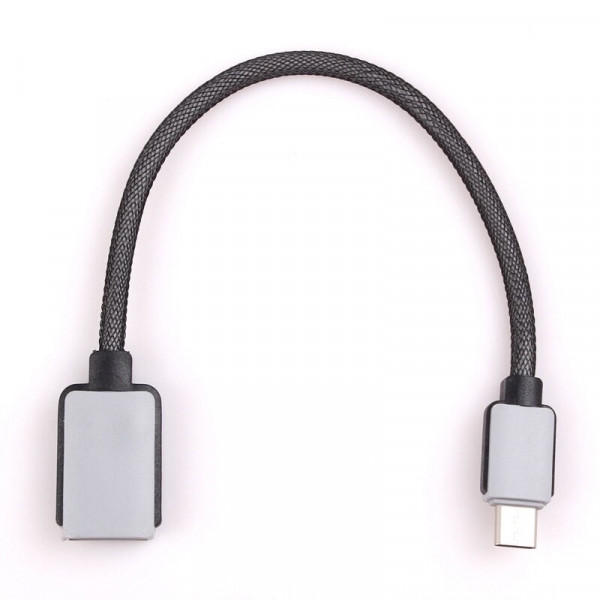 Перехідник USB 3.1 Type-C ->USB AF (OTG) кабель 0.2м, обплетення, OEM