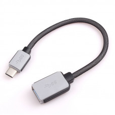 Перехідник USB 3.1 Type-C ->USB AF (OTG) кабель 0.2м, обплетення, OEM