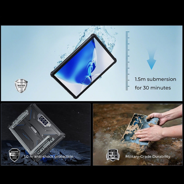 Планшет Oukitel RT7 5G 10.1" FHD+ /12GB/512GB/ Dimensity7050 /32000mAh/ 48+32Мп /IP69K/NFC/LTE Blue