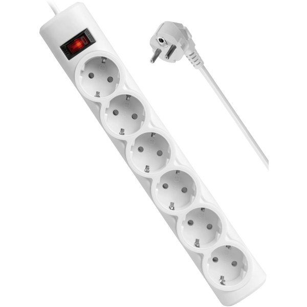 Power filtr 1,8м Defender DFS 151, 6 розеток, білий