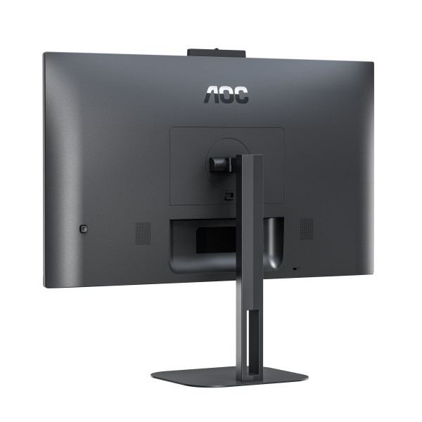 TFT 27" AOC Q27V5CW/BK, QHD, IPS, 75Гц, 1 мс, HDMI, DP, USB-C, USB-hub, HAS, Pivot, webcam, колонки