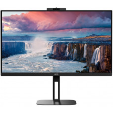 TFT 27" AOC Q27V5CW/BK, QHD, IPS, 75Гц, 1 мс, HDMI, DP, USB-C, USB-hub, HAS, Pivot, webcam, колонки