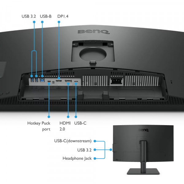 TFT 27" BenQ PD2706U, 4K UHD, IPS, 99% sRGB, HDR10, HDMI, DP, USB-C, USB-hub, HAS, колонки