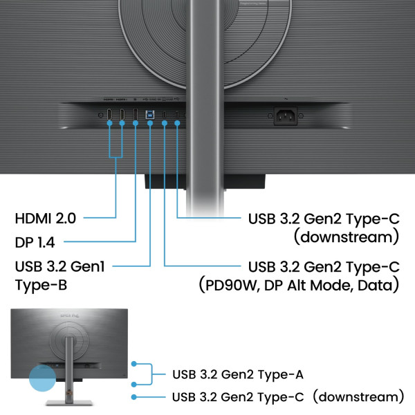 TFT 31.5" BenQ RD320U, 4K, IPS, 2хHDMI, DP, USB- C, USB-hub, HAS, Pivot, кол., сірий