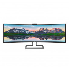 TFT 48.8" Philips 499P9H, VA, 5120 x 1440, USB-C, HDMI (2.0)x2, DPx2, RJ45, webcam, колонки, чорний