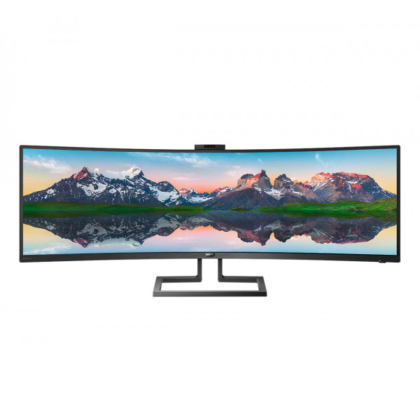 TFT 48.8" Philips 499P9H, VA, 5120 x 1440, USB-C, HDMI (2.0)x2, DPx2, RJ45, webcam, колонки, чорний
