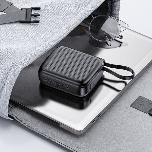УМБ Acefast 10000mAh 20W PD,QC3.0 USB-C In/Out with build Type-C cable, M15 Black