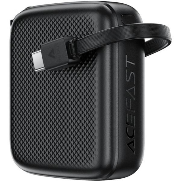 УМБ Acefast 10000mAh 20W PD,QC3.0 USB-C In/Out with build Type-C cable, M15 Black