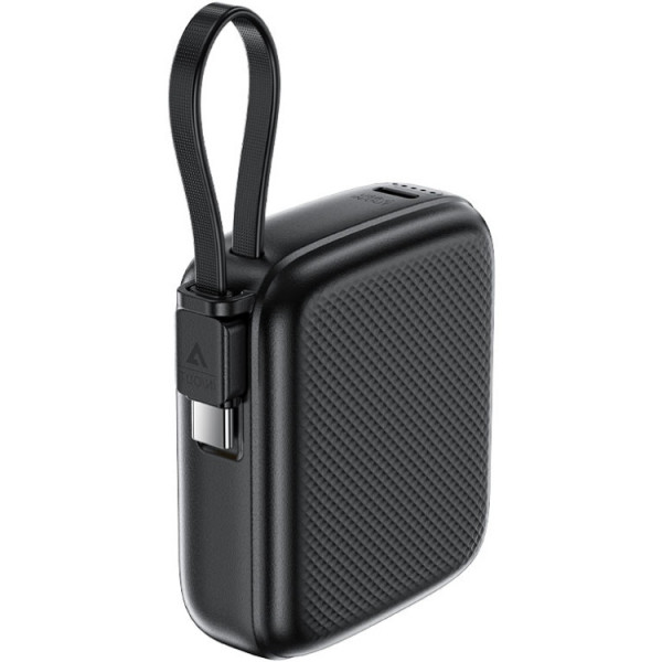 УМБ Acefast 10000mAh 20W PD,QC3.0 USB-C In/Out with build Type-C cable, M15 Black