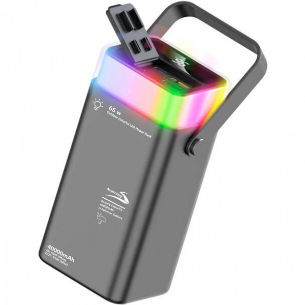 УМБ Aspiring 40000mAh Vigor 40 65W PD 2xUSB-A, 2xUSB-C, LED, Black