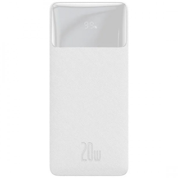 УМБ Baseus Bipow 20000mAh 20W, MicroUSB, 2xUSB,1xType-C In/Out PD3.0,QC3.0 White