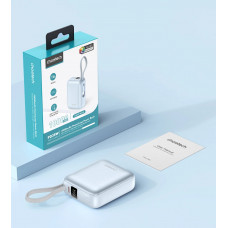 УМБ Choetech 10000mAh 35W PD3.0 USB-C In/Out, with buid-in type-C cabel голуба