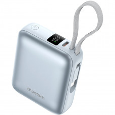 УМБ Choetech 10000mAh 35W PD3.0 USB-C In/Out, with buid-in type-C cabel голуба