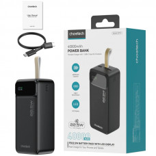 УМБ Choetech 40000mAh, 22,5W PD QC3.0, USB-C In/out, 2xUSB-A Li-pol чорна