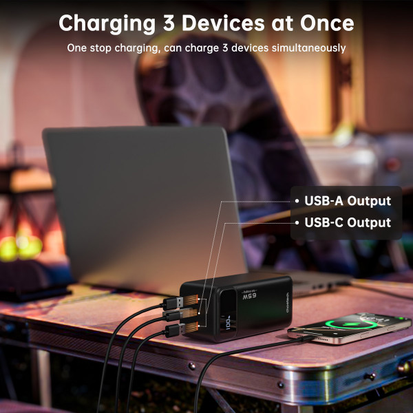 УМБ Choetech 50000mAh, 65W PD USB-C In/out, 2xUSB-A Li-pol чорна
