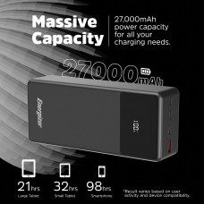 УМБ Energizer 27000 mAh 65W PD,QC3.0 USB-А, 2хUSB-C, Micro-USB, LCD display, Black