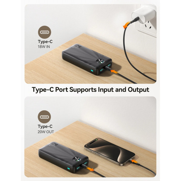 УМБ Joyroom 20000mAh 22,5W PD,QC3.0, 2xUSB-A, USB-C In/Out Black